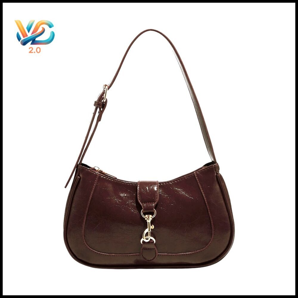PU Leather Hobo Shoulder Bag withβ Adjustable Strap, Zipper Closure